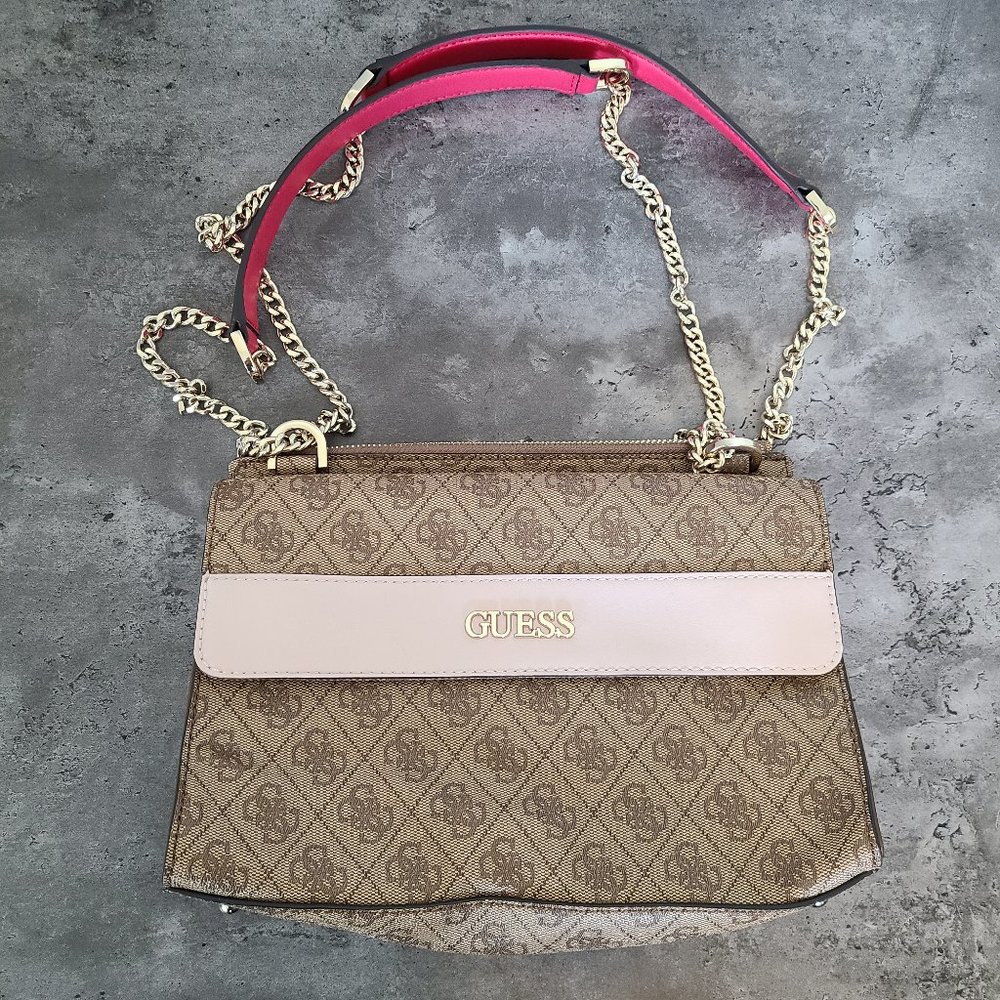 Guess shoulder purse with gold chain straps